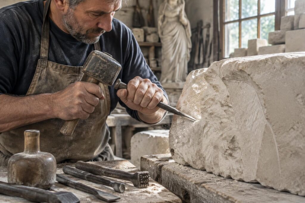 Burin tailleur de pierre : usages et techniques du métier