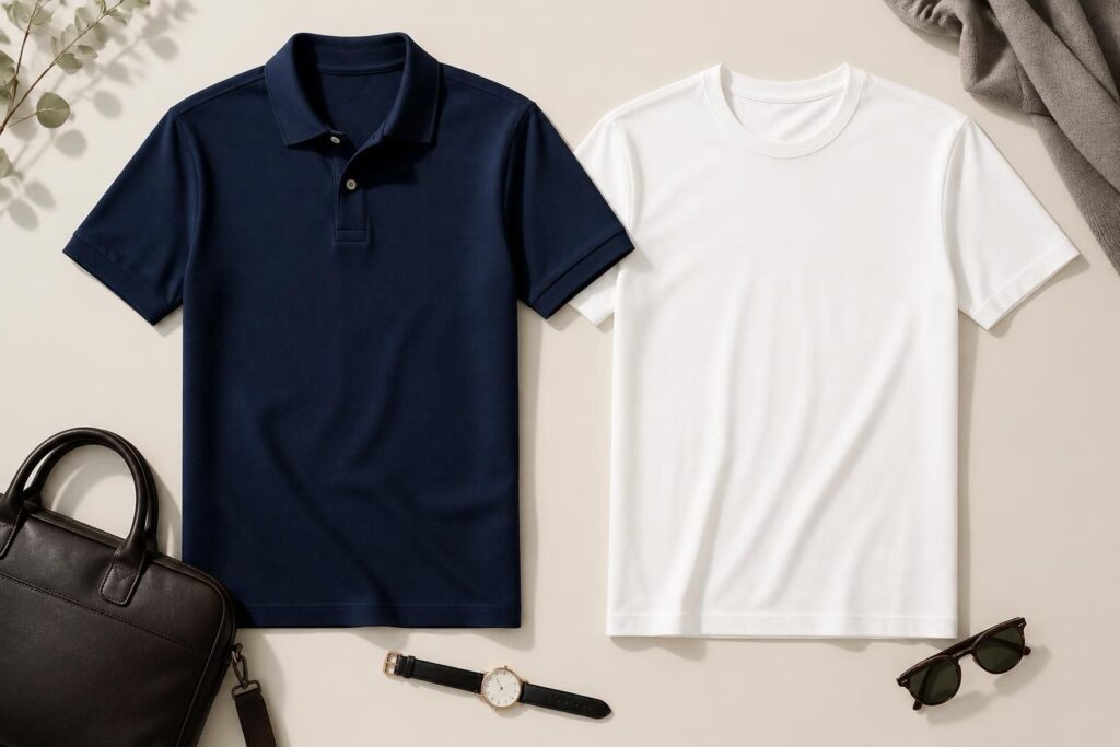 découvrez comment choisir entre un polo et un t-shirt, deux basiques essentiels de la garde-robe, grâce à nos conseils simples et pratiques.