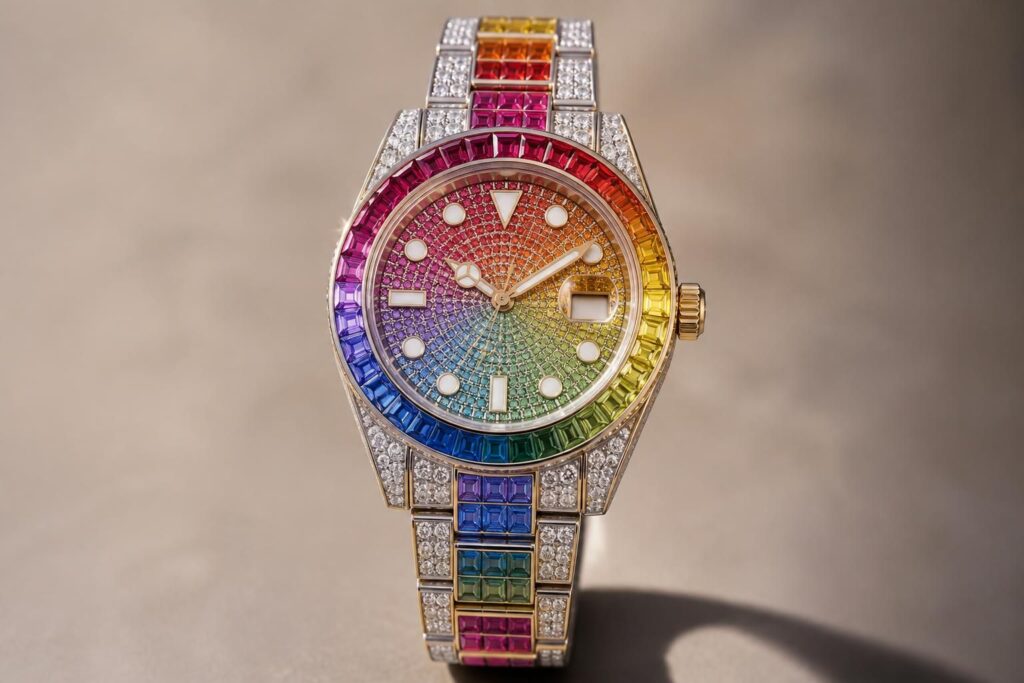 découvrez la rainbow rolex, une montre de luxe unique aux couleurs arc-en-ciel éclatantes, symbole d'élégance et d'originalité pour les passionnés d'horlogerie.